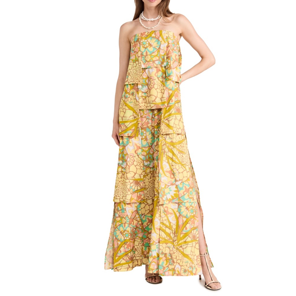 Andrea Iyamah Strata Strapless Maxi Dress Size M Women Resortwear High Slit